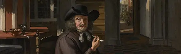 image of Bartholomeus Cromhout (1638-1695) Smoking in His Shaded Courtyard